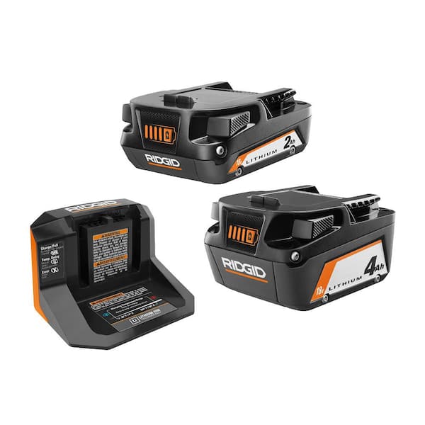 RIDGID 18V Lithium-Ion (1) 4.0 Ah Battery, (1) 2.0 Ah Battery, and 18V  Charger AC87024SB2 - The Home Depot