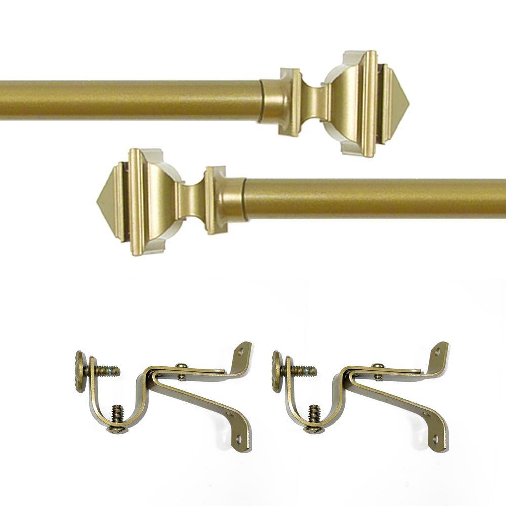 Achim 55" Antique Gold Metal Curtain Rod with PVC Finials