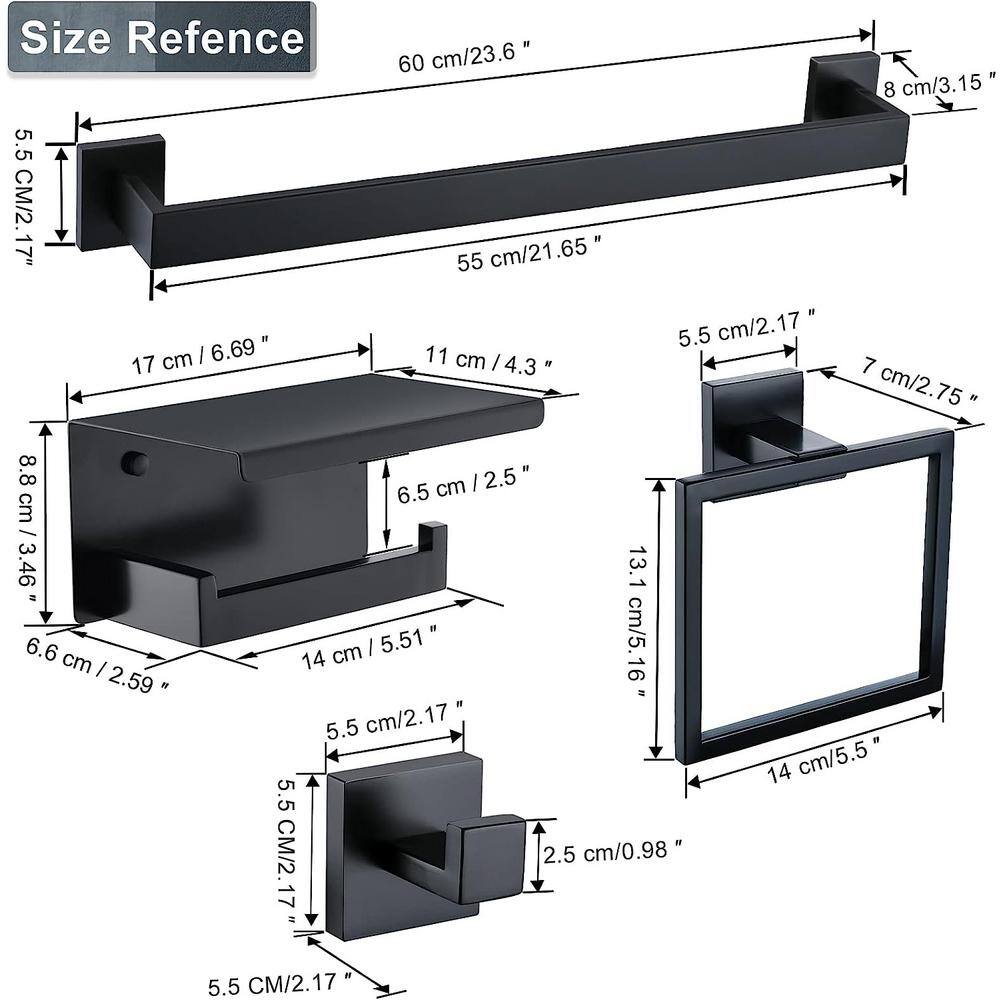 Matte Black Stainless Steel 23.6'' Double Towel Bar Set