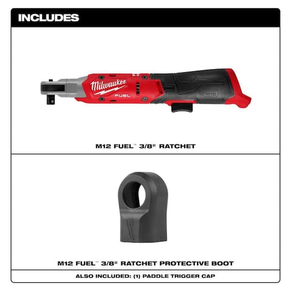M12 12V Lithium-Ion 3/8 in. Cordless Ratchet with Protective Boot