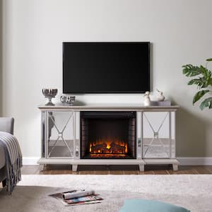 Jordyn 58 in. Electric Fireplace in Mirror and Silver