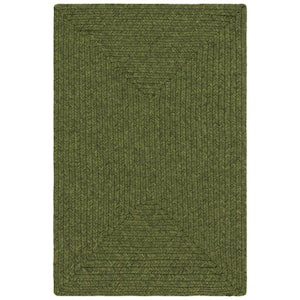 Braided Green Doormat 2 ft. x 3 ft. Solid Area Rug