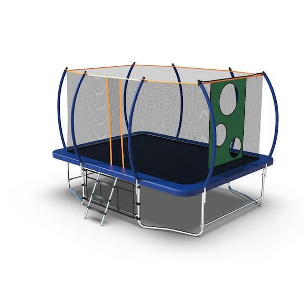 Sudzendf Blue 14 ft. Outdoor Trampoline for Kids and Adults with Enclosure Net