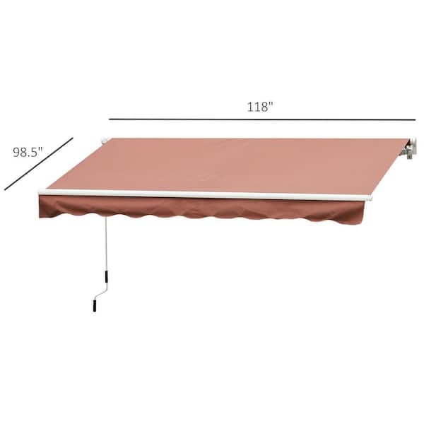 Outsunny 10 X 8 Manual Retractable Sun Shade Patio Awning With Uv Protection And Easy Crank Opening Coffee Brown 840 150cf The Home Depot - Outsunny 10 X 8 Patio Manual Retractable Sun Shade Awning