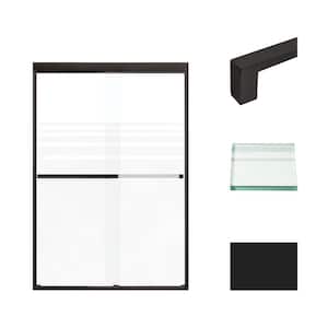 Frederick 47 in. W x 70 in. H Sliding Semi-Frameless Shower Door in Matte Black with Frosted Glass