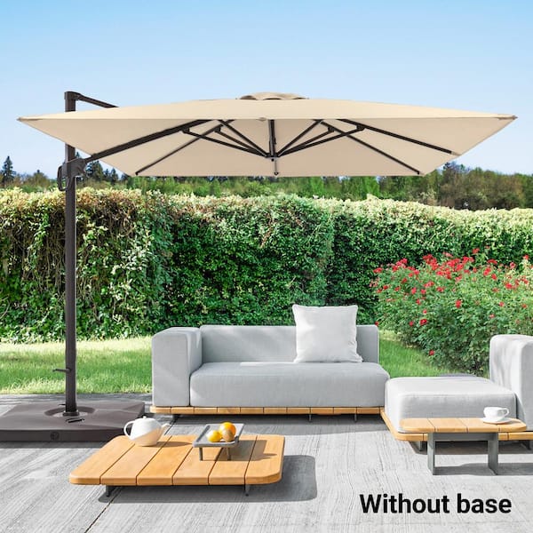 Sonkuki Sand Premium 10x10FT Cantilever Patio Umbrella - Outdoor Comfort with 360° Rotation and Infinite Canopy Angle Adjustment