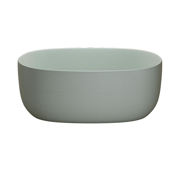 51 in. x 25.6 in. Rectangle Solid Surface Stone Flatbottom Freestanding Soaking Bathtub with Drain in Green