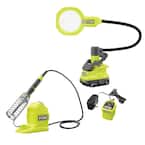 ONE+ 18V Cordless 2-Tool Combo Kit with 120W Soldering Iron, Magnifying LED Clamp Light, 1.5 Ah Battery, and Charger