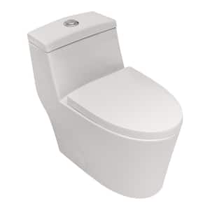 12 in. 1-Piece 1.1/1.6 GPF Dual Flush Elongated Toilet in White-2 with Slow-Close Seats and Wax Rings