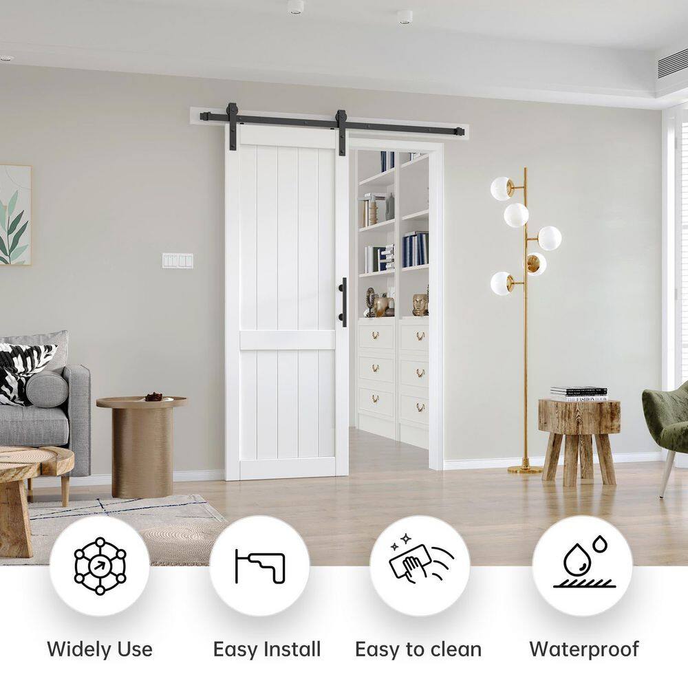 30" x 84" White Smooth Panel MDF Barn Door Kit