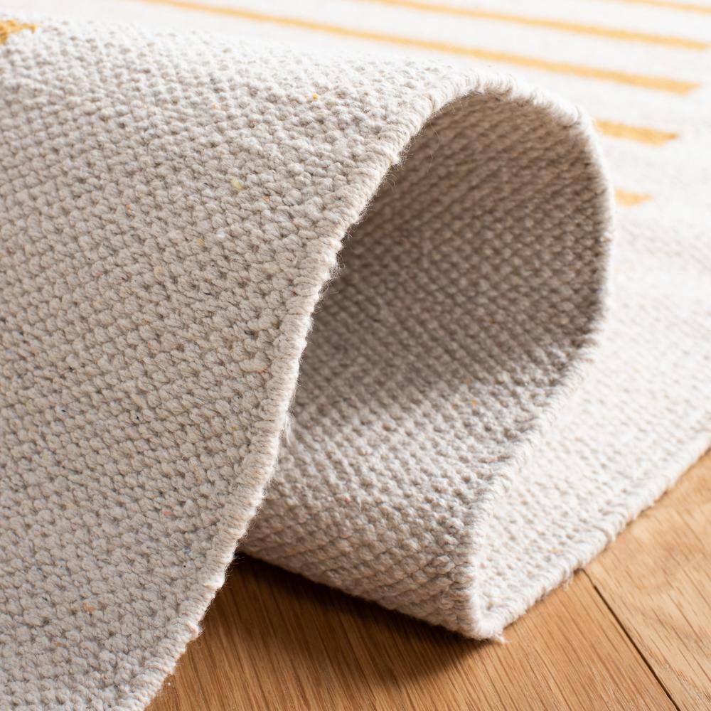 Ivory and Gold Handwoven Cotton 9' x 12' Rug