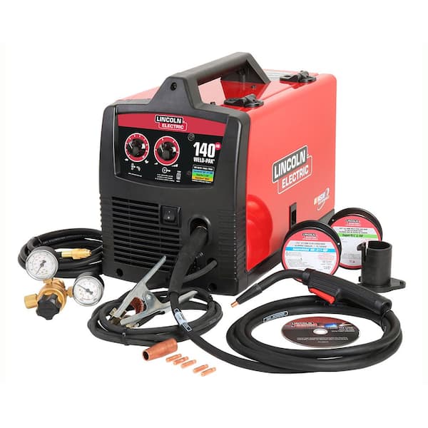 Lincoln Electric 140 Amp Weld Pak 140 HD MIG Wire Feed Welder with Magnum 100L Gun, Sample spools of MIG Wire and Flux Wire, 115V