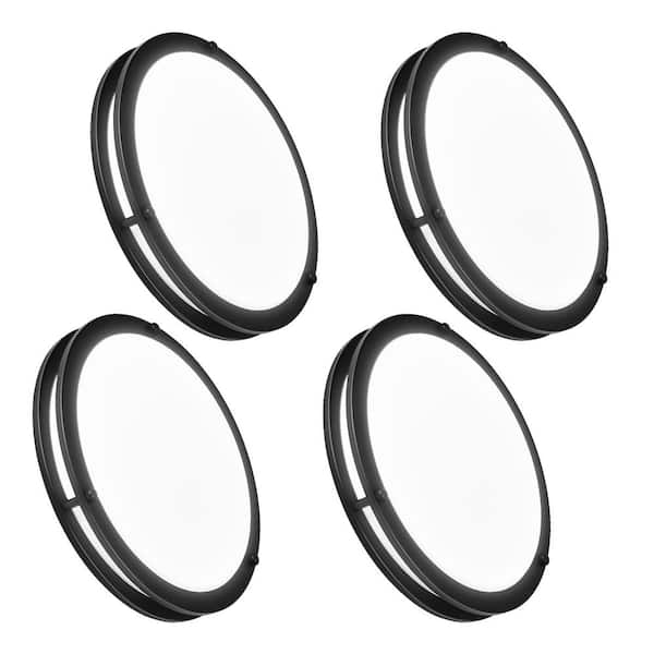 Hukoro Hanz 7.5 in. Matte Black Selectable LED 2700K/3000K/3500K/4000K/5000K Flush Mount Light 4-Pack