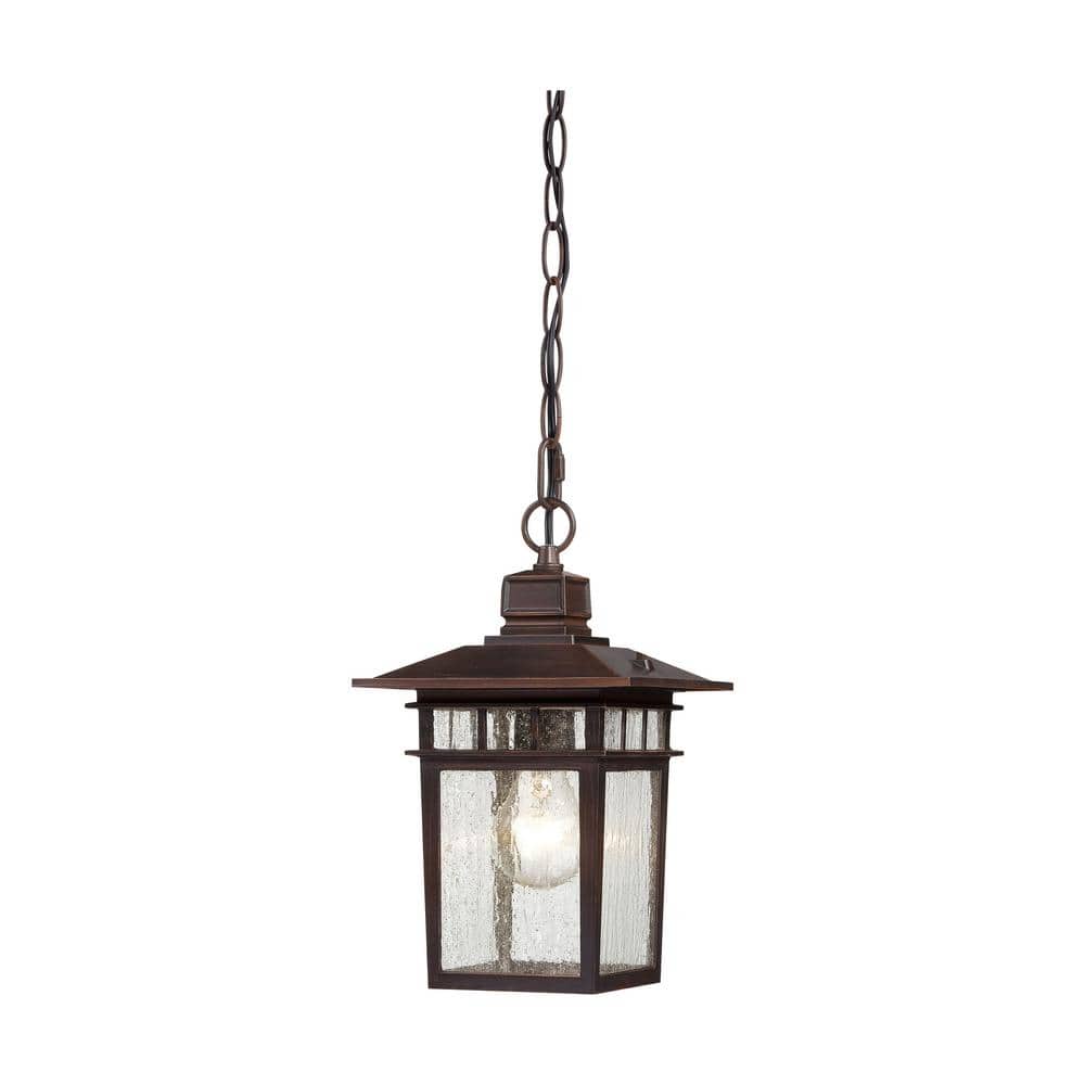 Cove Neck 12 in. 1-Light Rustic Bronze Dimmable Outdoor Pendant Light with Clear Seed Glass and No Bulbs Included price history on PriceWatchPro