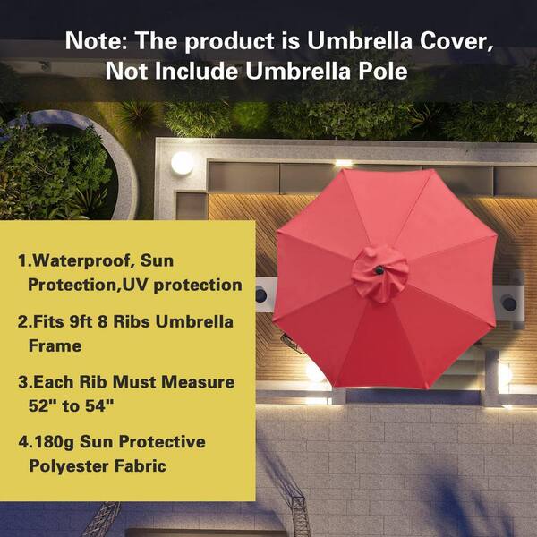 ITOPFOX Red Large Octagon Patio Umbrella Replacement Canopy ITOPFOX Red Large Octagon Patio Umbrella Replacement Canopy