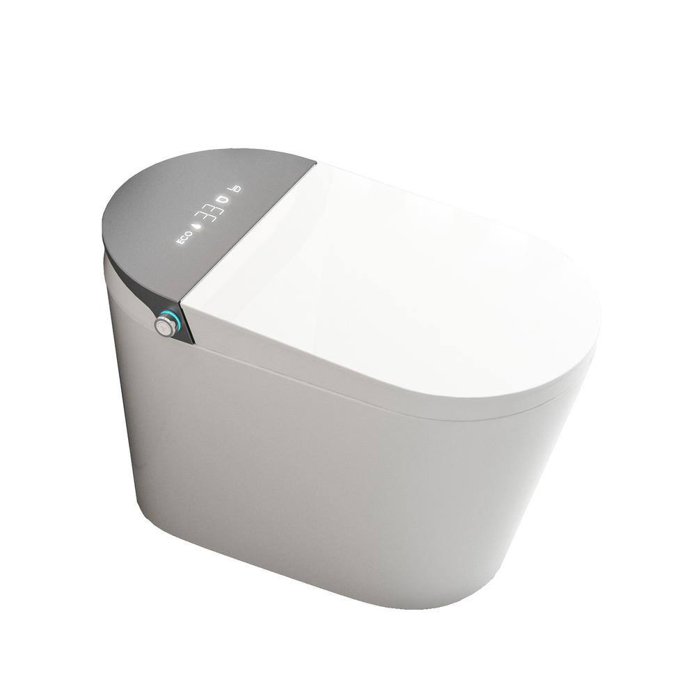 Logmey Elongated Smart Toilet 1.28 Gpf In White With Heated Seat, Auto 