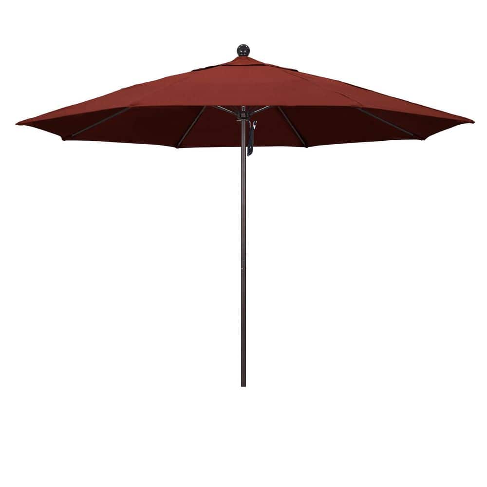 11 ft. Bronze Aluminum Market Patio Umbrella with Fiberglass Ribs Pulley Lift in Henna Sunbrella price history on PriceWatchPro
