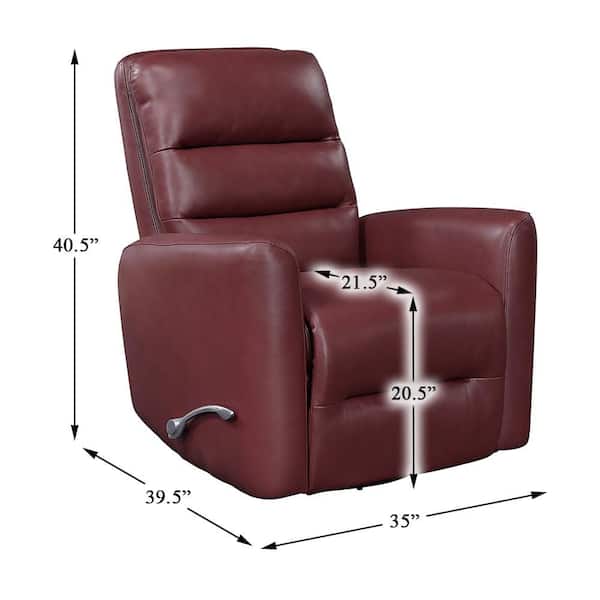 Lazzara Wiley Red Faux Leather Upholstery Manual Swivel Glider