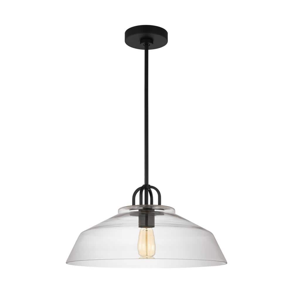 Midnight Black Clear Glass Industrial Pendant Light