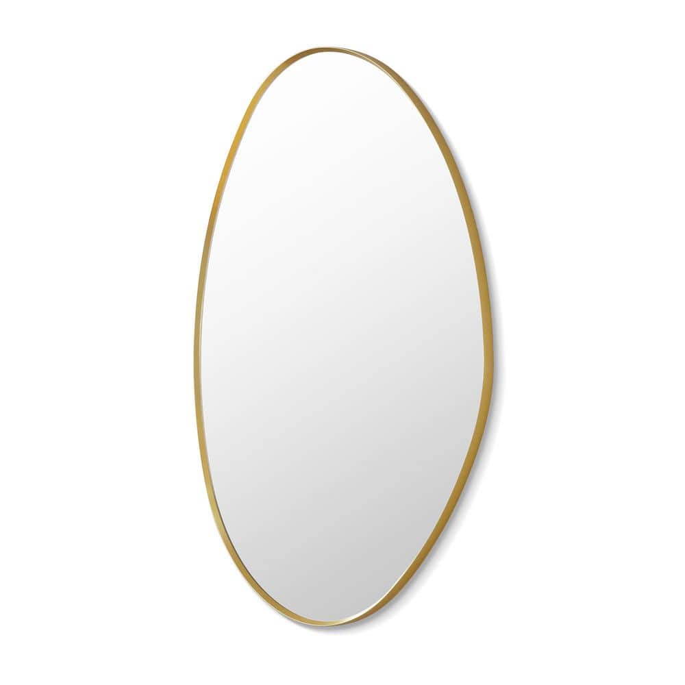 Aura 28 in.W x 36 in.H Novelty Aluminum Framed Wall Mounted Bathroom Vanity Mirror in Brushed Gold price history on PriceWatchPro