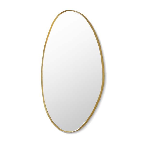 Altair Aura 28 in.W x 36 in.H Novelty Aluminum Framed Wall Mounted Bathroom Vanity Mirror in Brushed Gold