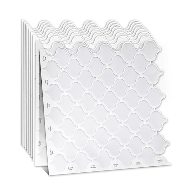 10 in. x 10 in. x 0.04 in. White Peel and Stick Vinyl Wall Tile Backsplash for Kitchen Bedroom Bathroom (10-Pack)