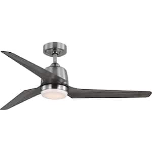 Upshur 52 in. Indoor/Outdoor Integrated LED Brushed Nickel Transitional Ceiling Fan with Remote for Living Room