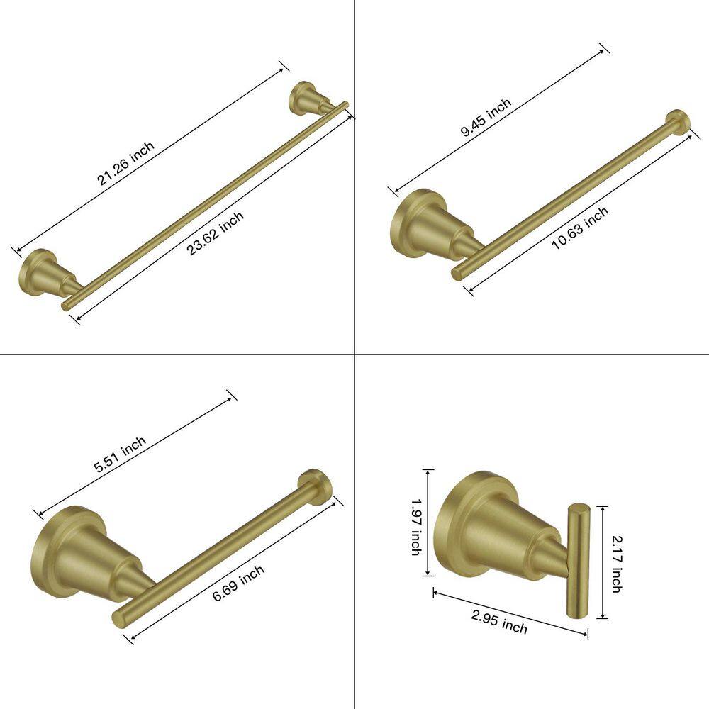 Brushed Gold Stainless Steel 4-Piece Bathroom Hardware Set
