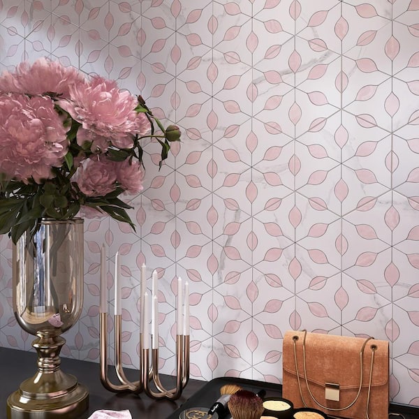 Alicante Pink Hexagon 7.88 in. x 9.45 in. Matte Porcelain Floor and Wall Tile (9.9 sq. ft. /Case)