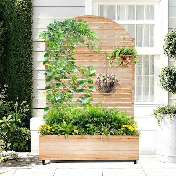 TUYOHW 47 in. x 16 in. x 71 in. Brown Arched Metal Raised Garden