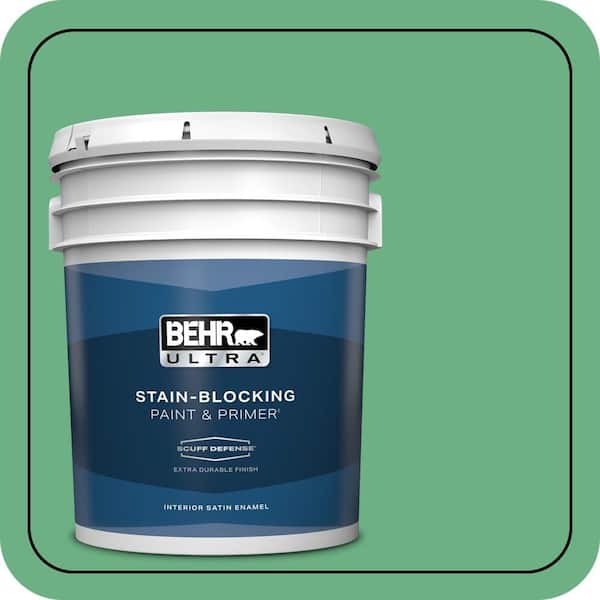 BEHR ULTRA 5 gal. #P410-5 Lily Pads Extra Durable Satin Enamel Interior Paint & Primer