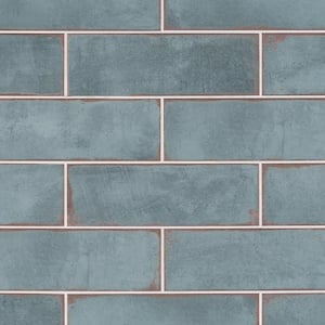 Santa Fe Blue 3.93 in. x 11.96 in. Polished Ceramic Wall Tile (10.76 sq. ft./Case)