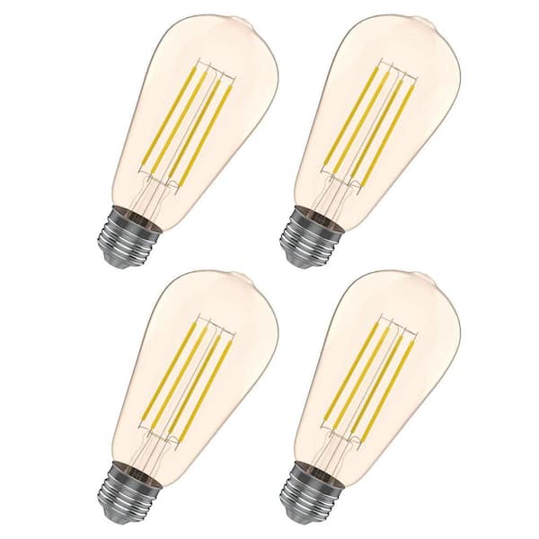 40-Watt Equivalent ST19 Dimmable Decorative Amber Glass Filament Vintage Style LED Light Bulb Warm White (4-Pack)