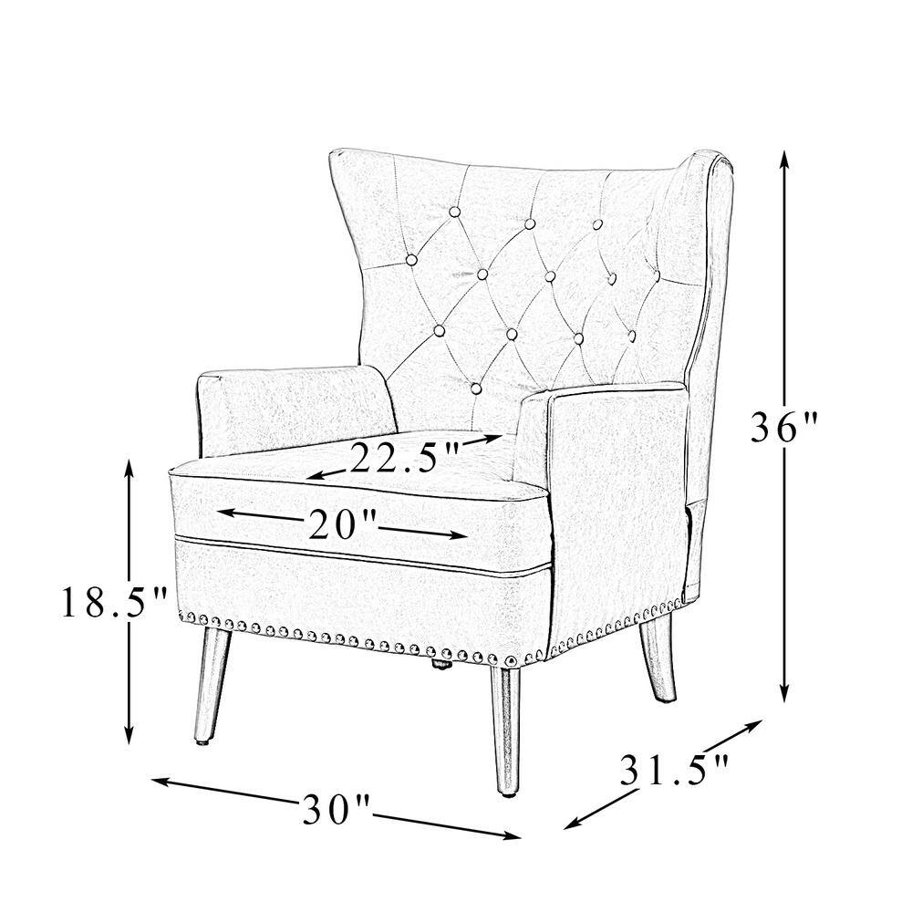 Laomedon Orange Button-Tufted Accent Chair Set with Nailhead Trim