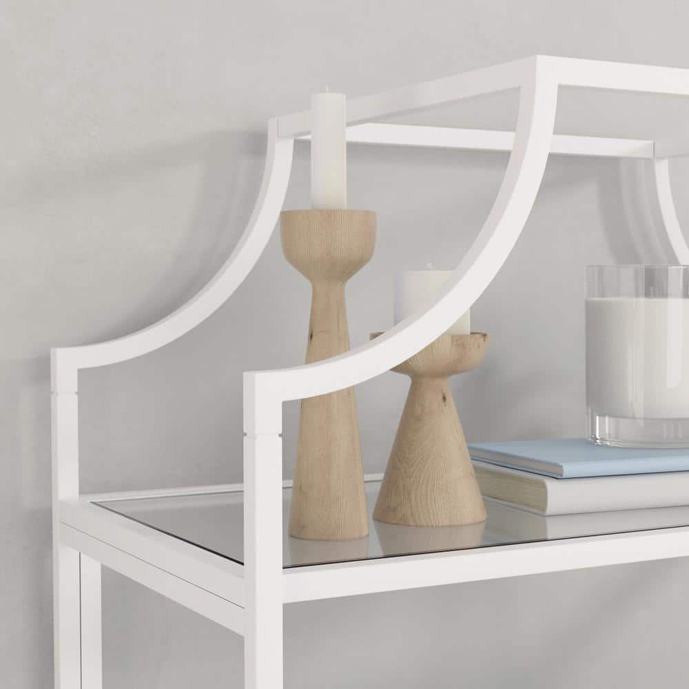 Elevate White Metal & Glass 5-Shelf Modern Bookcase