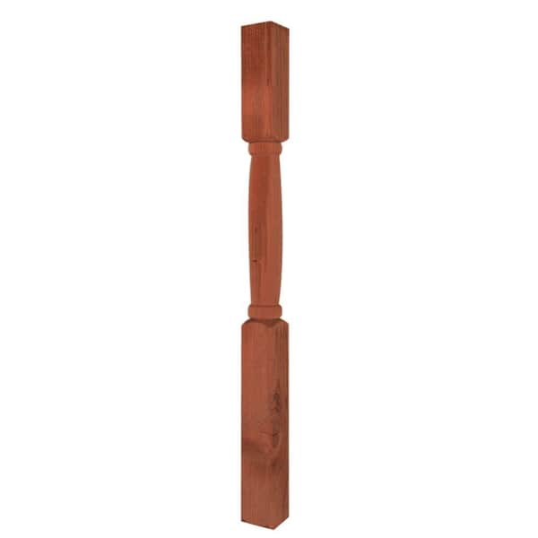 Unbranded 4 in. x 4 in. x 4-1/2 ft. Turned Finial Ready Pressure-Treated Redwood-Tone Post