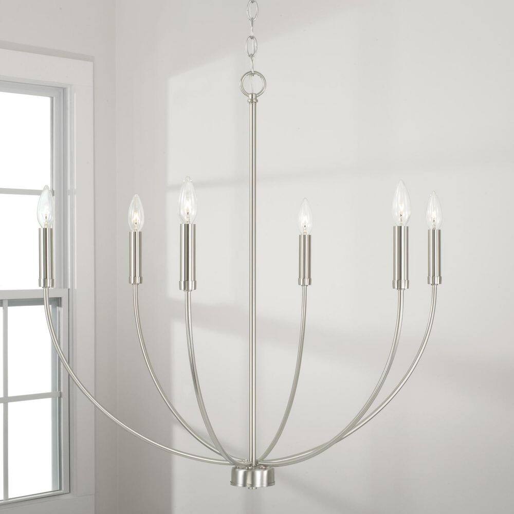 Brushed Nickel 6-Light Candle Style Chandelier