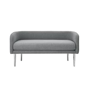 Mikaela Gray Bench with Upholstered Velvet 23.6 in. H x 21.7 in. W x 50 in. D
