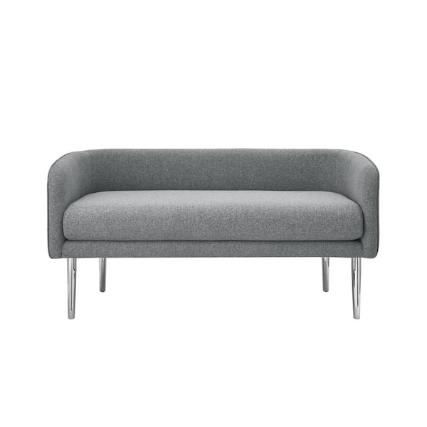Inspired Home Mikaela Gray Bench with Upholstered Velvet 23.6 in. H x 21.7 in. W x 50 in. D