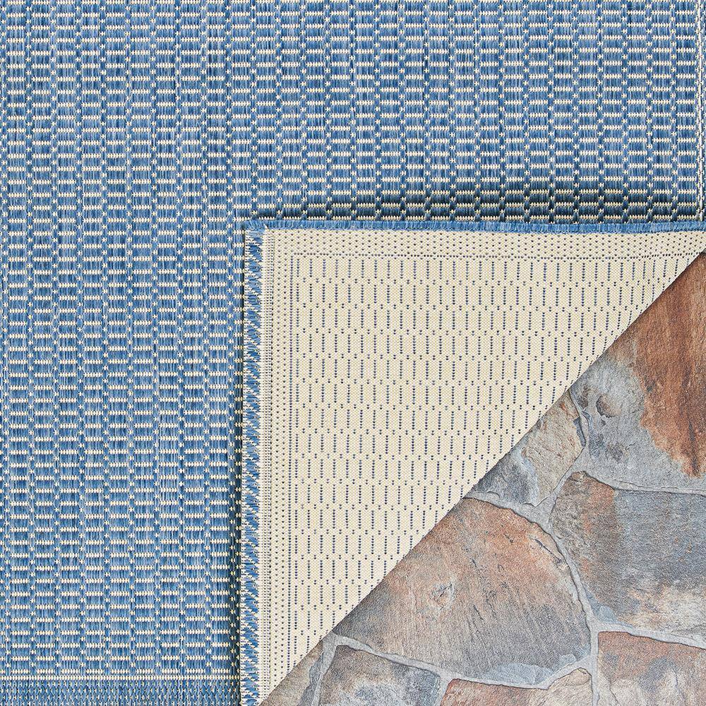 Blue Rectangular Flat Woven Stain-Resistant Synthetic Rug 8'6" x 13'0"