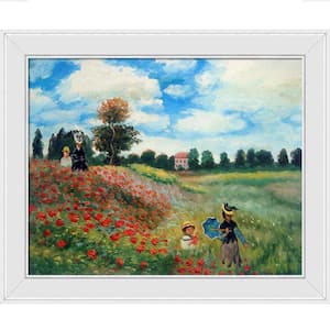 Poppy Field in Argenteuil by Claude Monet Galerie White Framed Nature Oil Painting Art Print 20 in. x 24 in.