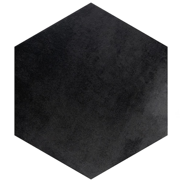 Merola Tile Industrial Hex Black 8-1/2 in. x 9-7/8 in. Porcelain