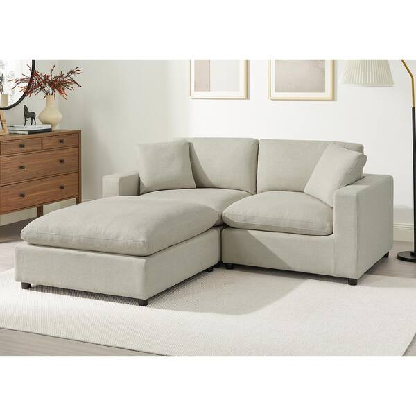 Casella 80 in. Square Arm 3-Piece Polyester Fabric Straight Chofa ...