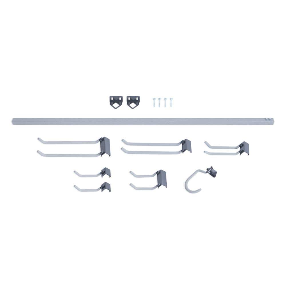 Large Gray Powder-Coated Steel Yard Tool Rack