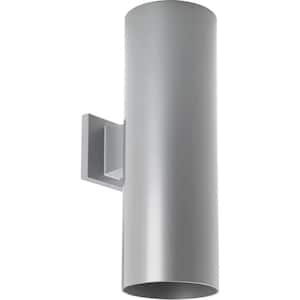 Cylinder Collection 6" Metallic Gray Modern Outdoor LED Up/Down Wall Lantern Light