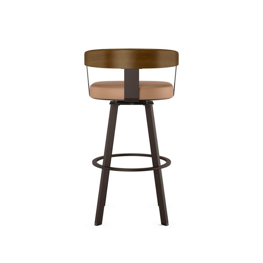 Amisco Lars 26" Brown Faux Leather Swivel Counter Stool
