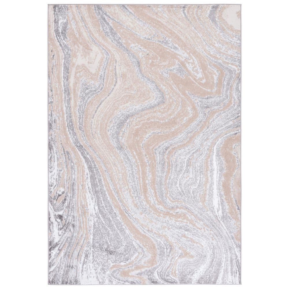 Amelia 8' x 10' Gray Beige Hand-knotted Synthetic Area Rug