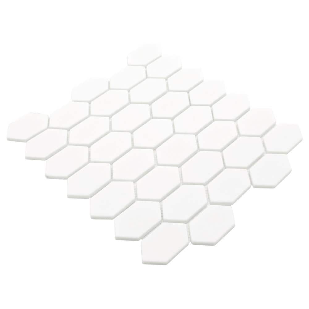 White Hexagonal Matte Glass Mosaic Tile Sheets