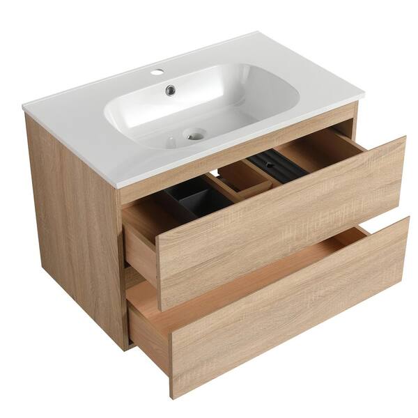 FUNKOL 30 in. W x 18 in. D x 21 in. H Wall-Mounted Bathroom Vanity