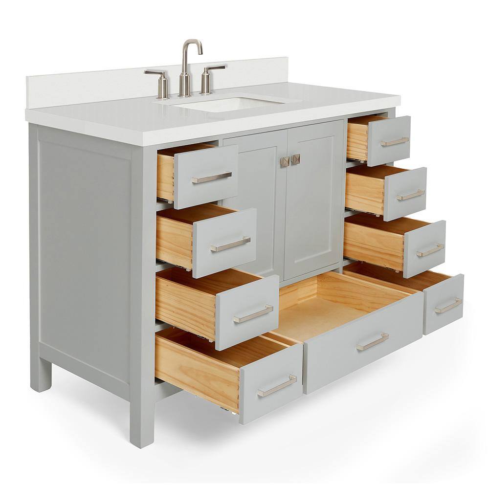 Cambridge 49" Gray Painted Freestanding Single Vanity with Quartz Top